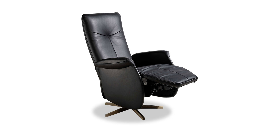 RELAXSESSEL - Fernsehsessel in schwarzen Leder mechanisch verstellbar