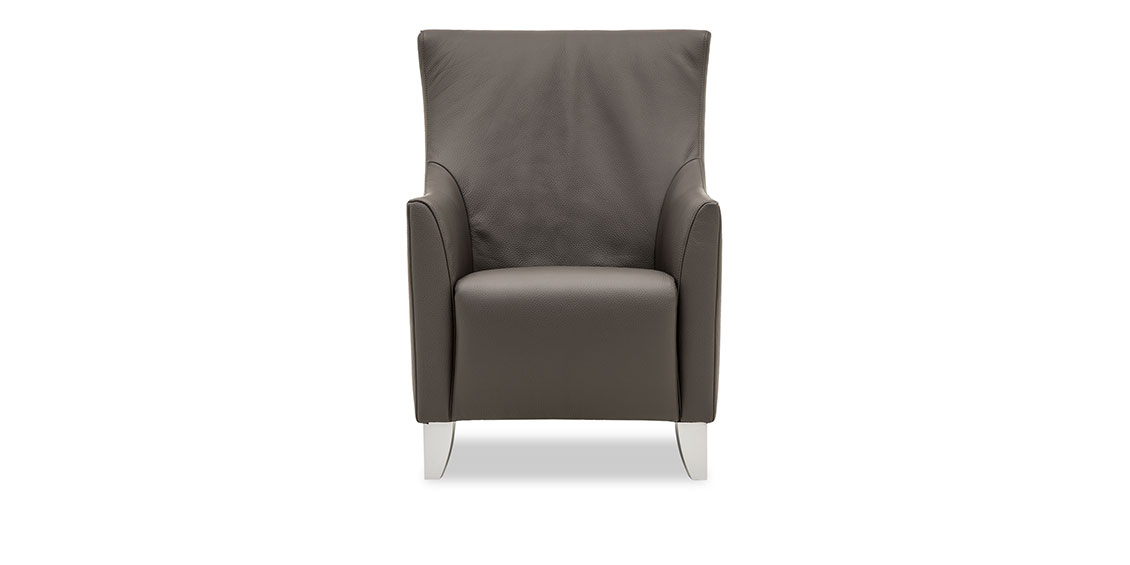 ALF - Sessel mit hoher Rückenlehne in Leder Jumbo taupe