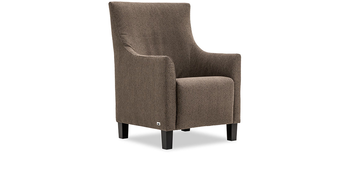 ALF - Hochlehner Sessel in braunem Stoff von English Dekor