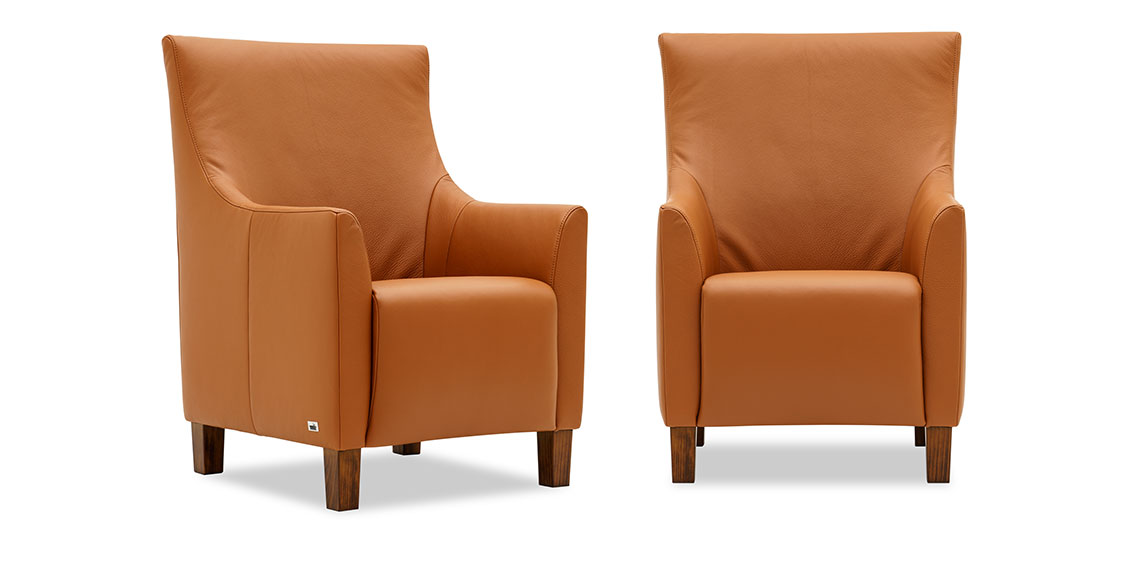 ALF - Hochlehnersessel in Leder Rustik mandel