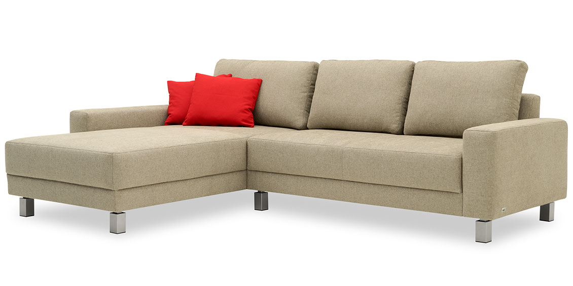 AMICA - 2 Platz Sofa mit Longchair im Stoff HF Amalfi erde