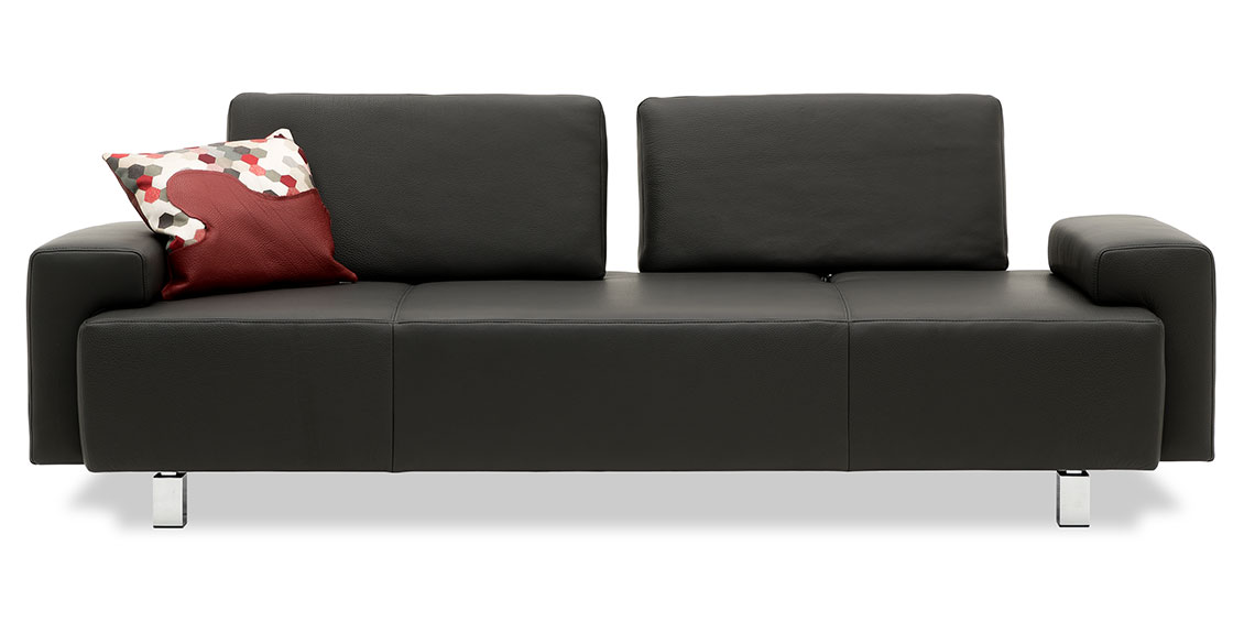 ASTOR - 2,5 Platz Sofa in Leder Club anthrazit