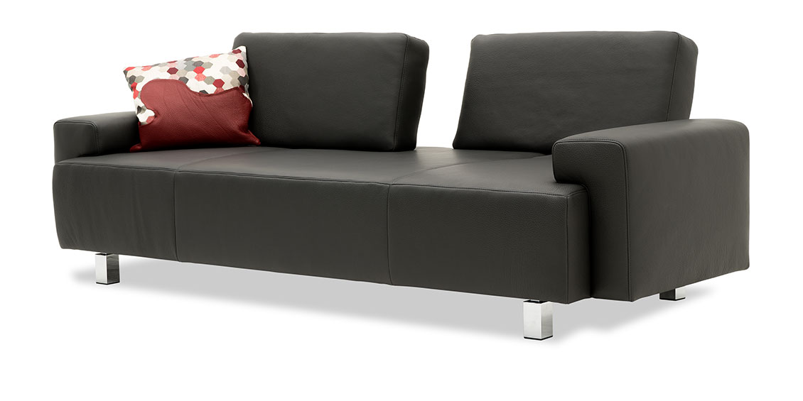 ASTOR - 2,5 Platz Sofa in Leder Club anthrazit