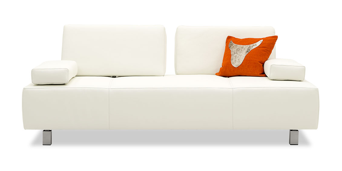 ASTOR - 2,5 Platz Sofa in Leder Jumbo polarweiß
