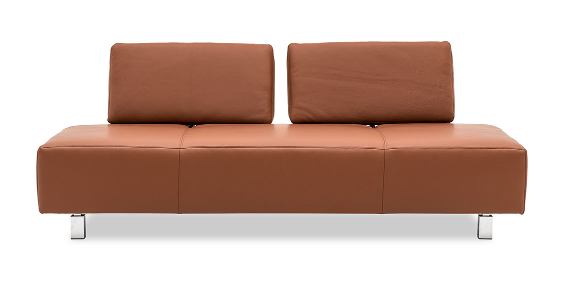 ASTOR - 2,5 Platz Sofa in Leder Rustik nougat mit Effektnaht