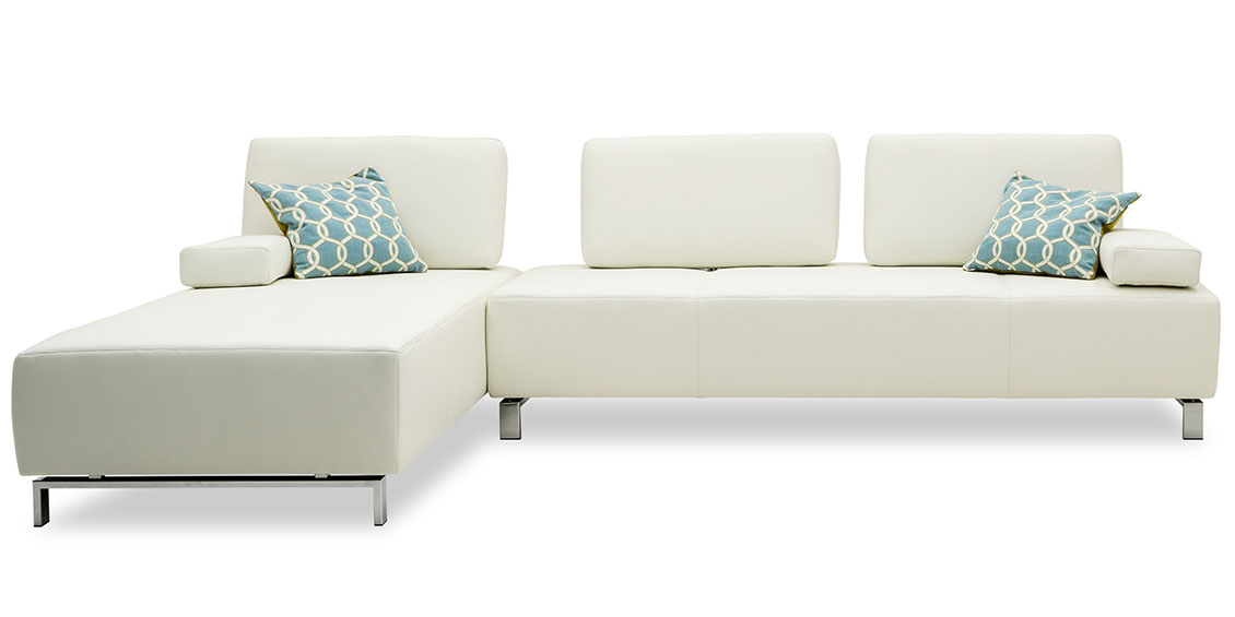 ASTOR - 2,5 Platz Sofa in Leder Jumbo polarweiß