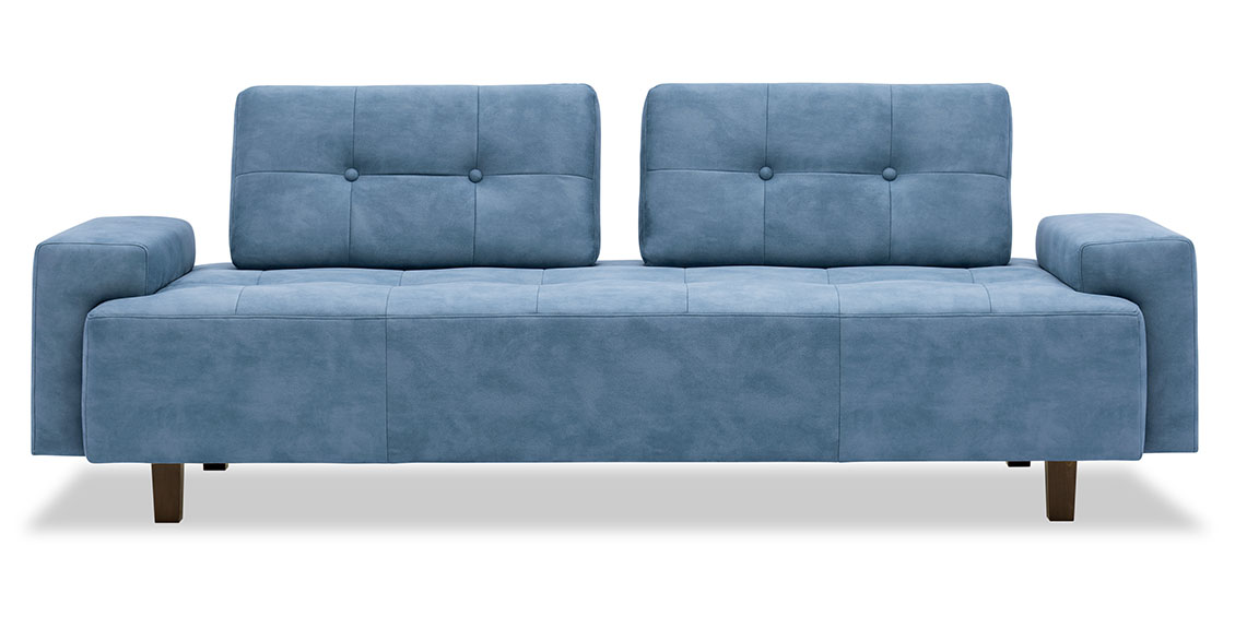 ASTORIA - 2,5 Platz Sofa mit festen Armlehnen im Stoff blau