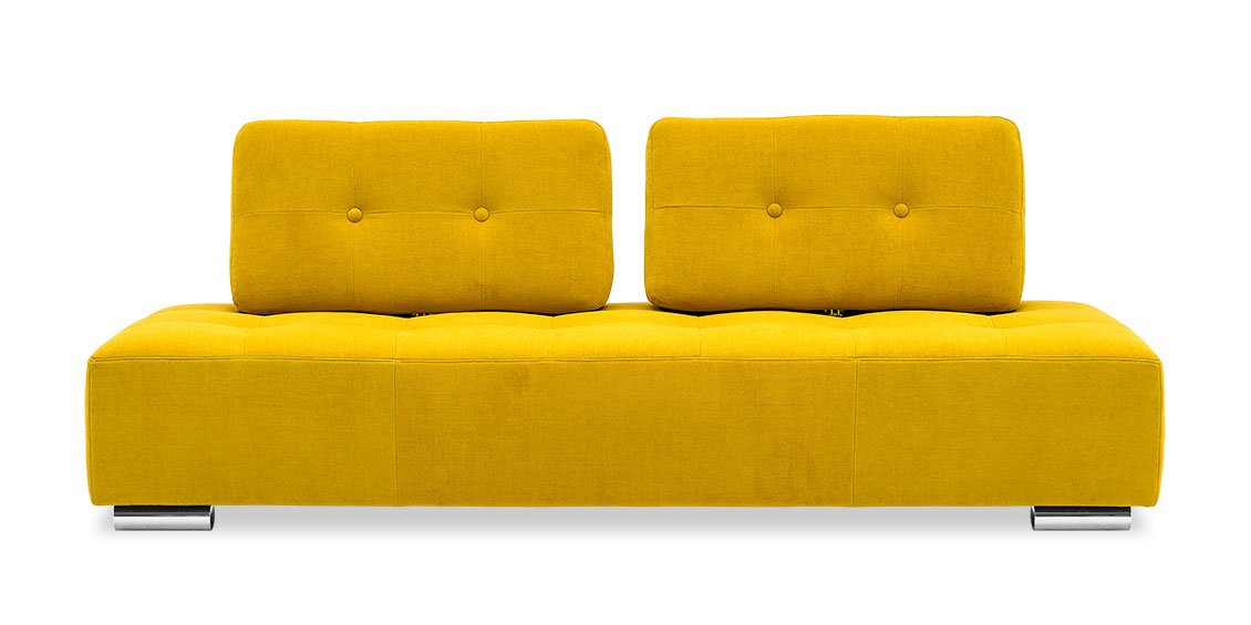 ASTORIA - 2,5 Platz Sofa mit Knopfheftung in Stoff Villena gelb