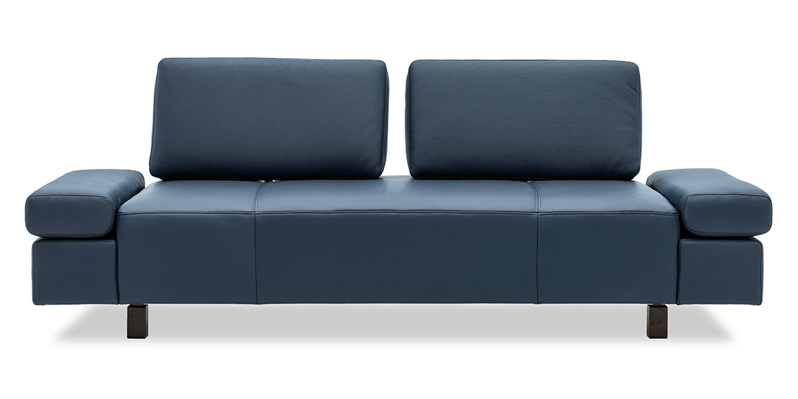 ATTICO - 2,5 Platz Sofa mit verstellbaren Rücken in grau-blauem Leder