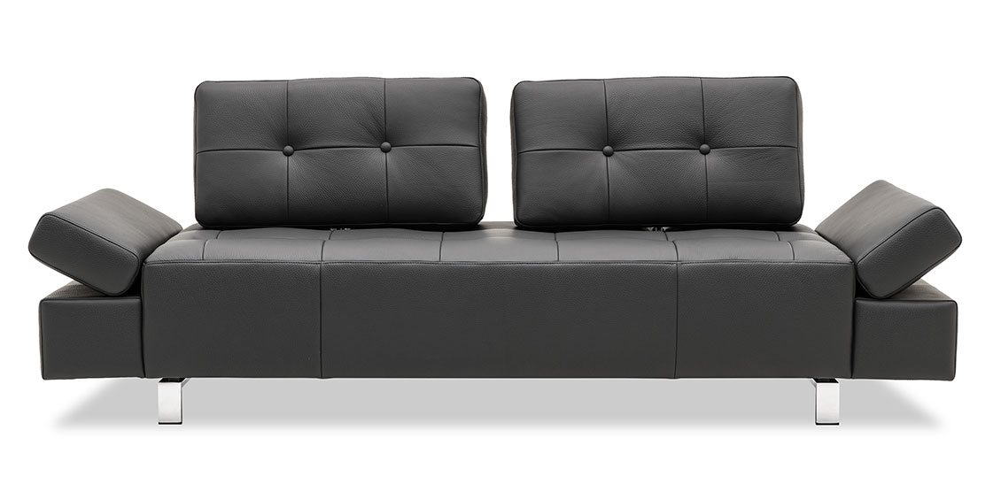 ATTICO - 2,5 Platz Sofa mit Knopfheftung in schwarzem Leder Jumbo