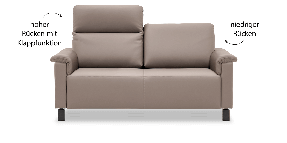 BATIDA - 2 Platz Sofa mit hoher und niedrieger Rücken bezogen in Leder Napoli clay
