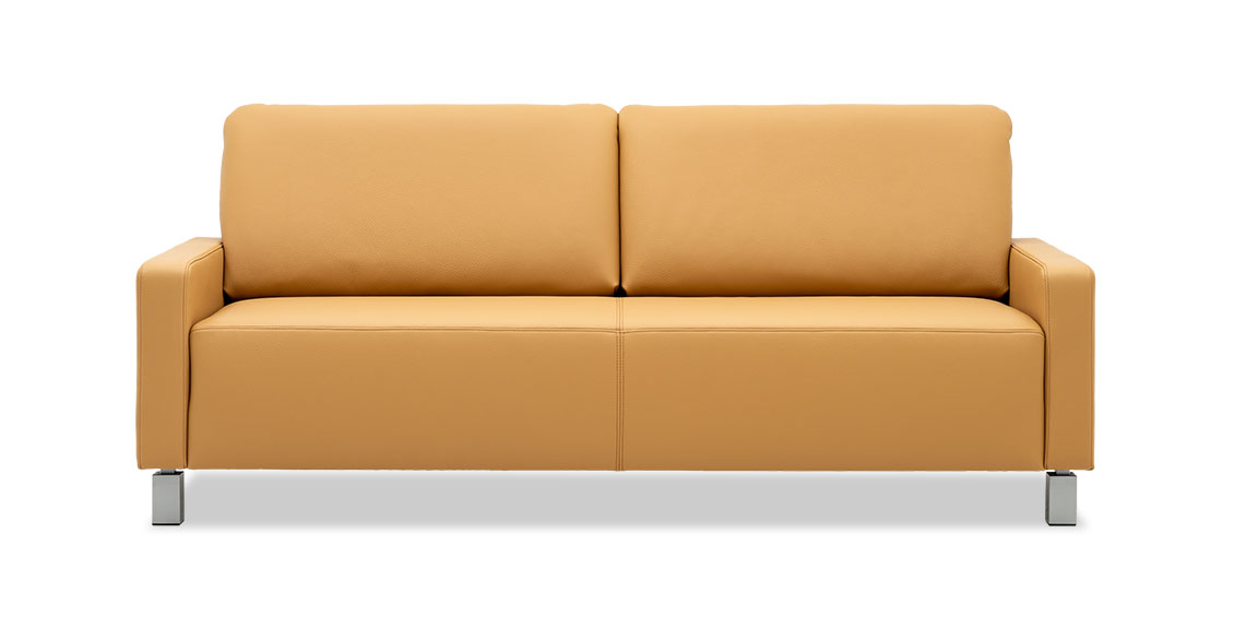 BATIDA - 2,5 Platz Sofa mit niedrigen Rücken + Armlehne Indigo in Leder Jumbo kork