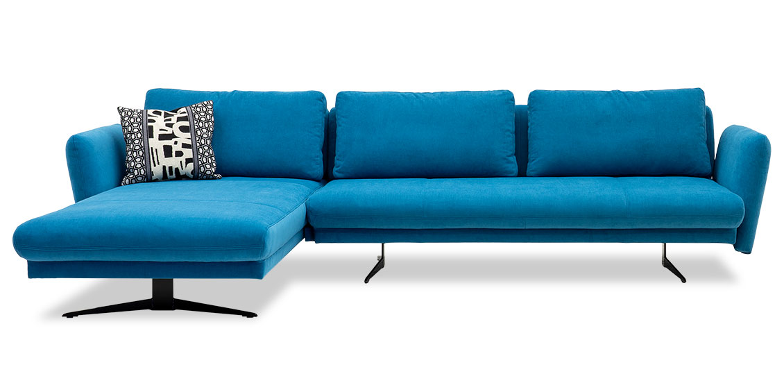 BEACH - Longchair mit 2,5 Platz Sofa, bezogen in Stoff Aristide Arthur II ink