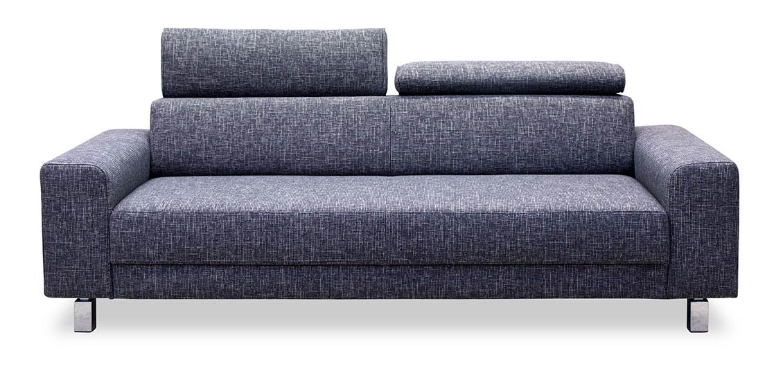 BEGUM - 2,5 Platz Sofa in grau meliertem, grobgewebten Stoff 