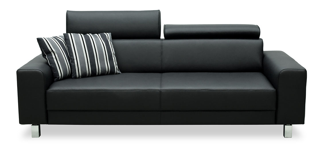 BEGUM - 2,5 Platz Sofa in Leder schwarz