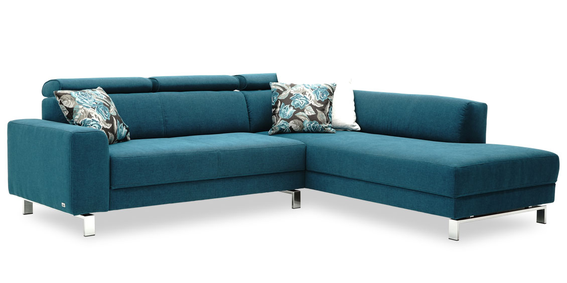 BEGUM - 2 Platz Korpus mit Anbausofa im Stoff Höpke Rubin türkis