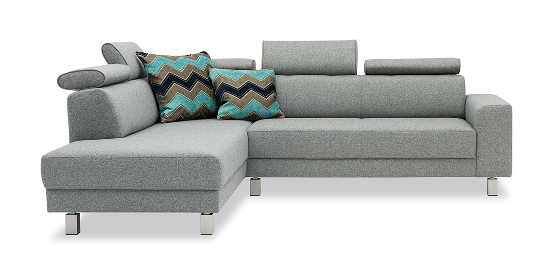 BEGUM - 2 Platz Korpus mit Anbausofa im Stoff HF York aqua grau