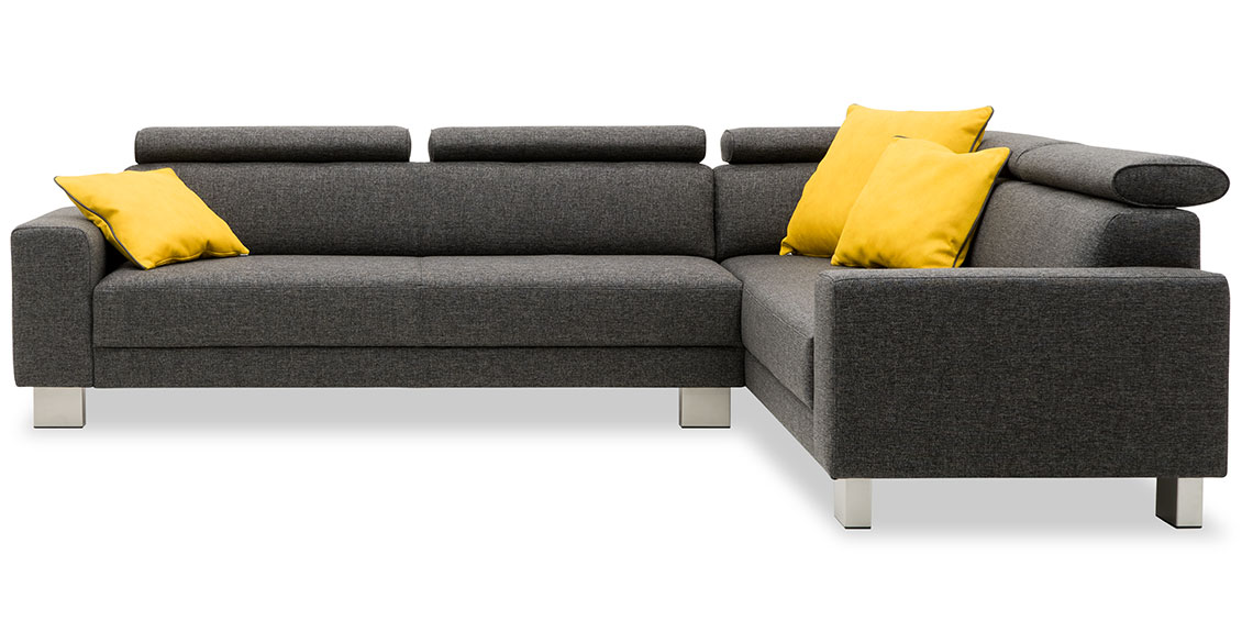 BEGUM - 2,5 Platz Korpus mit Ecksofa im Stoff Sonnhaus uni grau