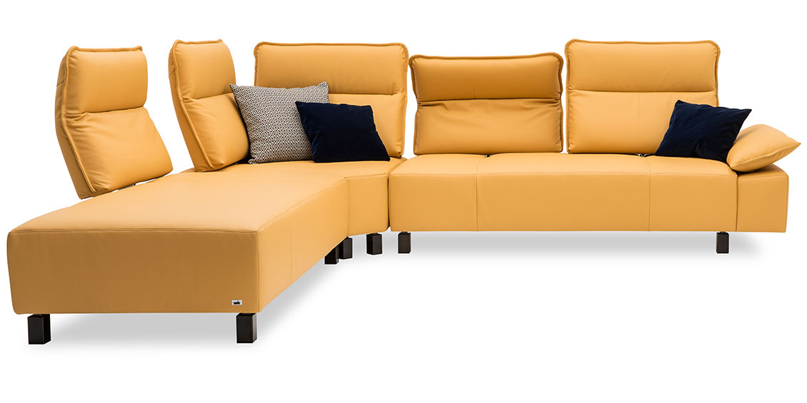 BELUGA - Ecksofa mit verstellbaren Rücken im gelben Leder Napoli
