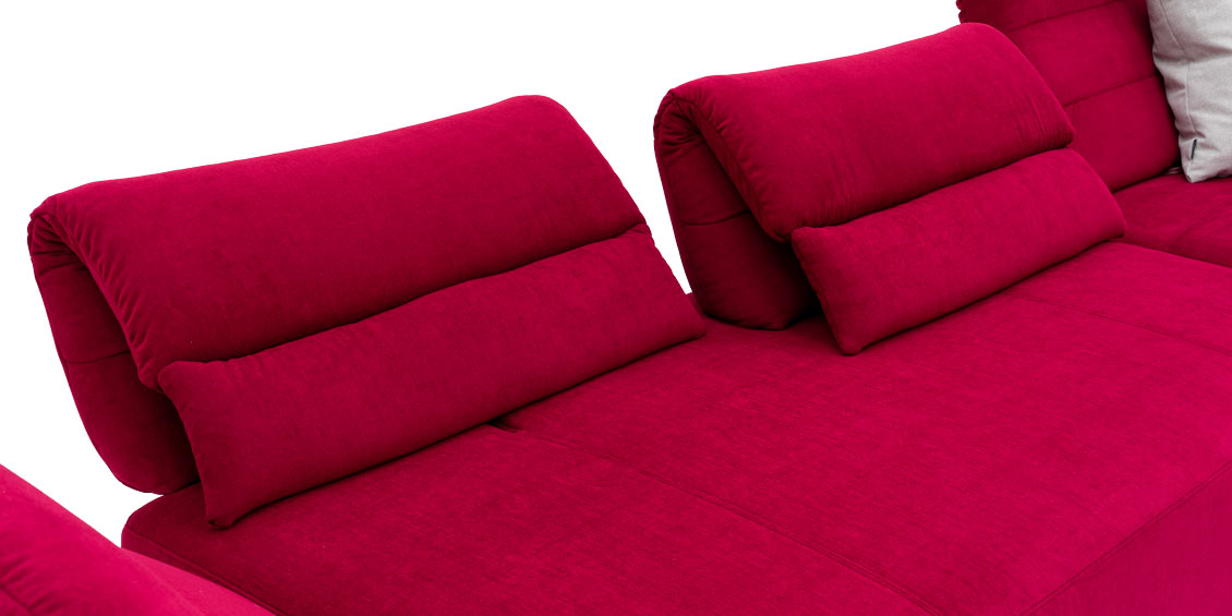 BOA - Detailbild der Sitztiefenverstellung durch Rücken in Stoff Sonnhaus bordeaux