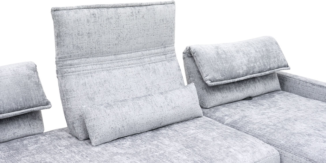 BONO - Detailfoto vom verstellbaren Rücken bezogen in Stoff JAB Balou hellgrau