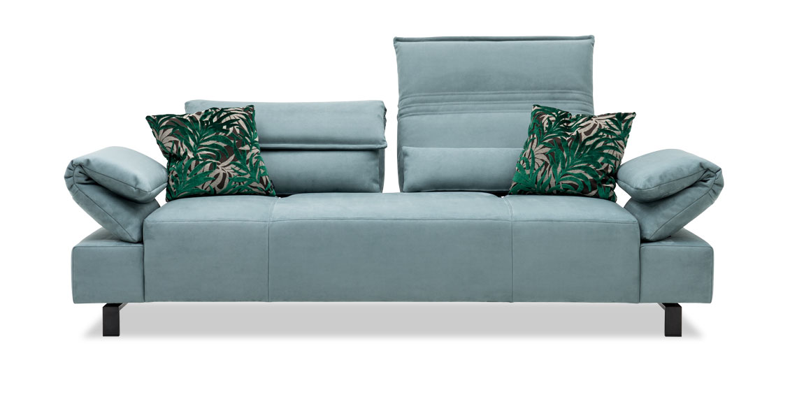 BONO - 2,5 Platz Sofa mit Armlehne Fugo in Stoff S&V Saviba graublau