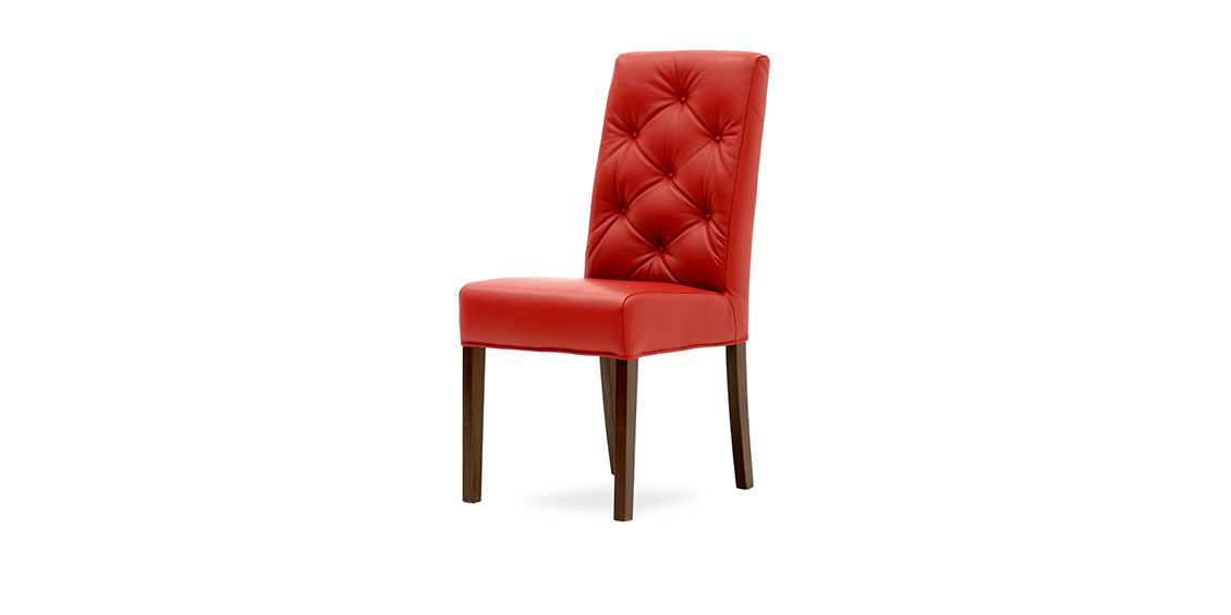 CF 960 Prunk - Stuhl in Leder rot mit Knopfheftung im Rücken