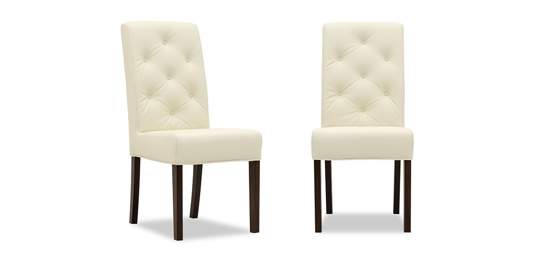 CF 960 Prunk - Stuhl mit Knopfheftung im Rücken in Leder Classic Dickleder bianco