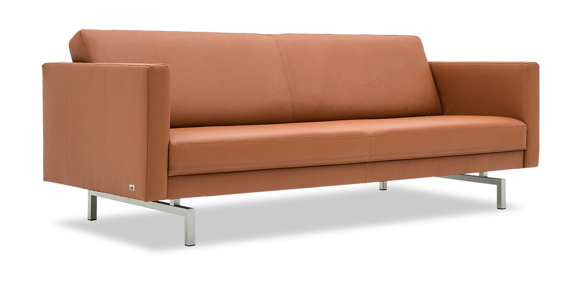 CHESTER - 2,5 Platz Sofa ohne Knopfheftung in Leder Rustik tobacco