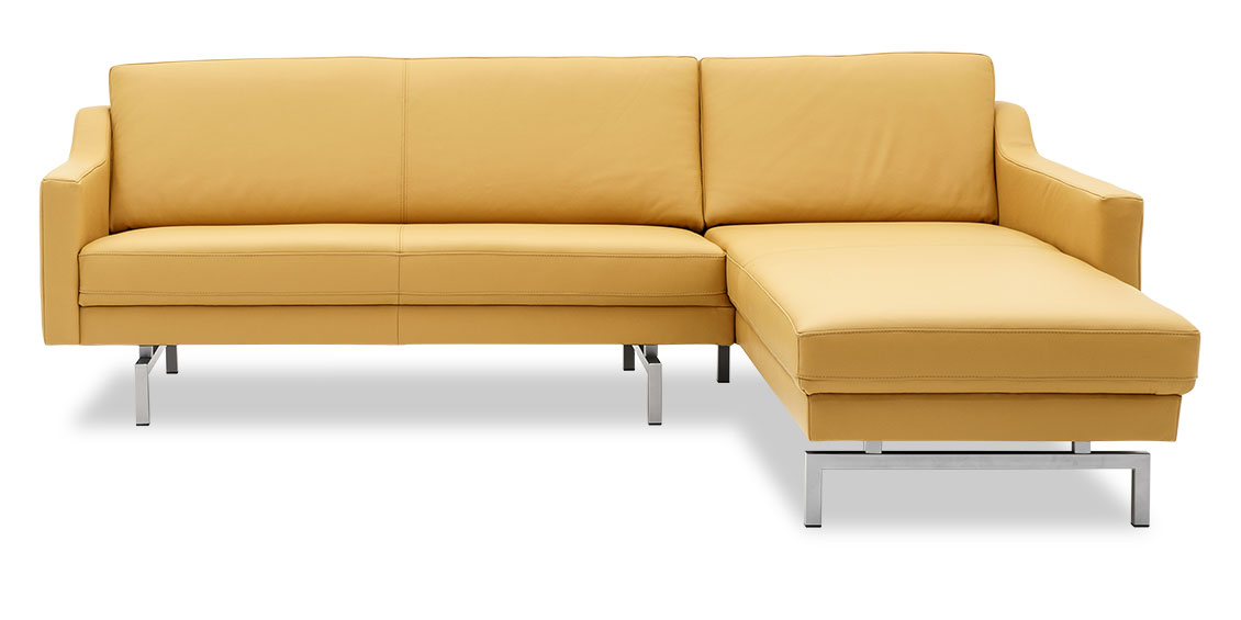 CHESTERFIELD - 2 Platz Sofa mit Longchair ohne Knopfheftung in Leder Napoli natur