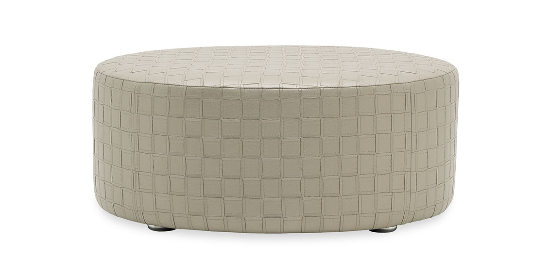 CIRCLE - Runder Hocker / Tisch im Stoff Sonnhaus Momento Messina champagner