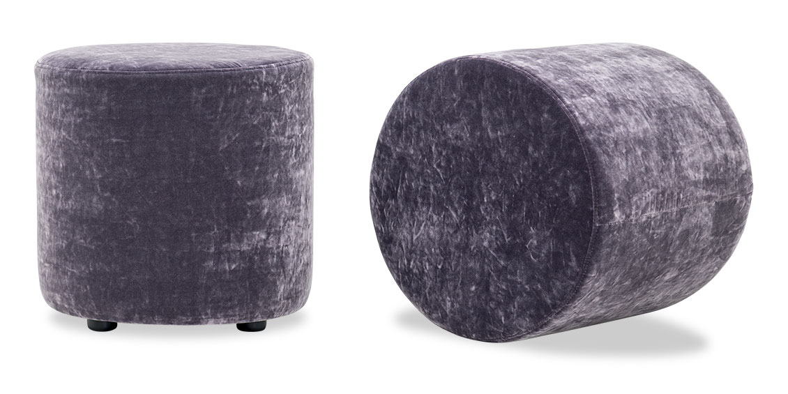 CIRCLE - Runder Hocker / Tisch im Veloursstoff JAB Excellence dunkelgrau
