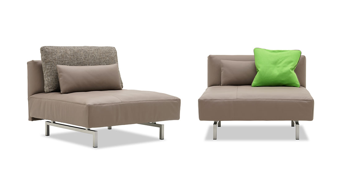 EASY - Sessel mit Steckrücken in Leder Napoli Clay