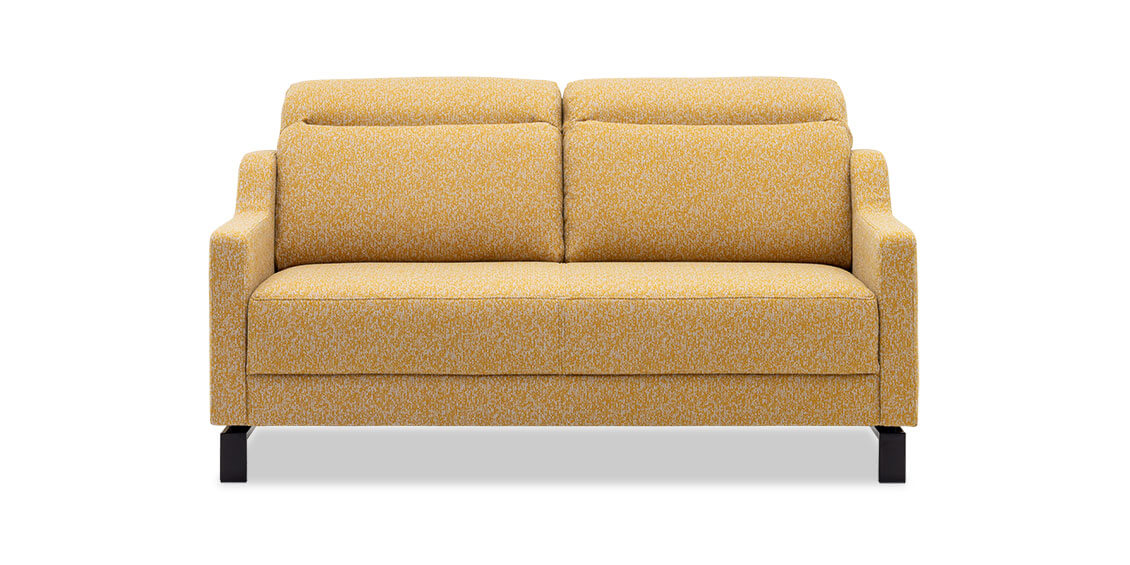 EVIA - 2 Platz Sofa mit verstelbarer Kopfstütze in Stoff Höpke Paradiso Fares gelb meliert