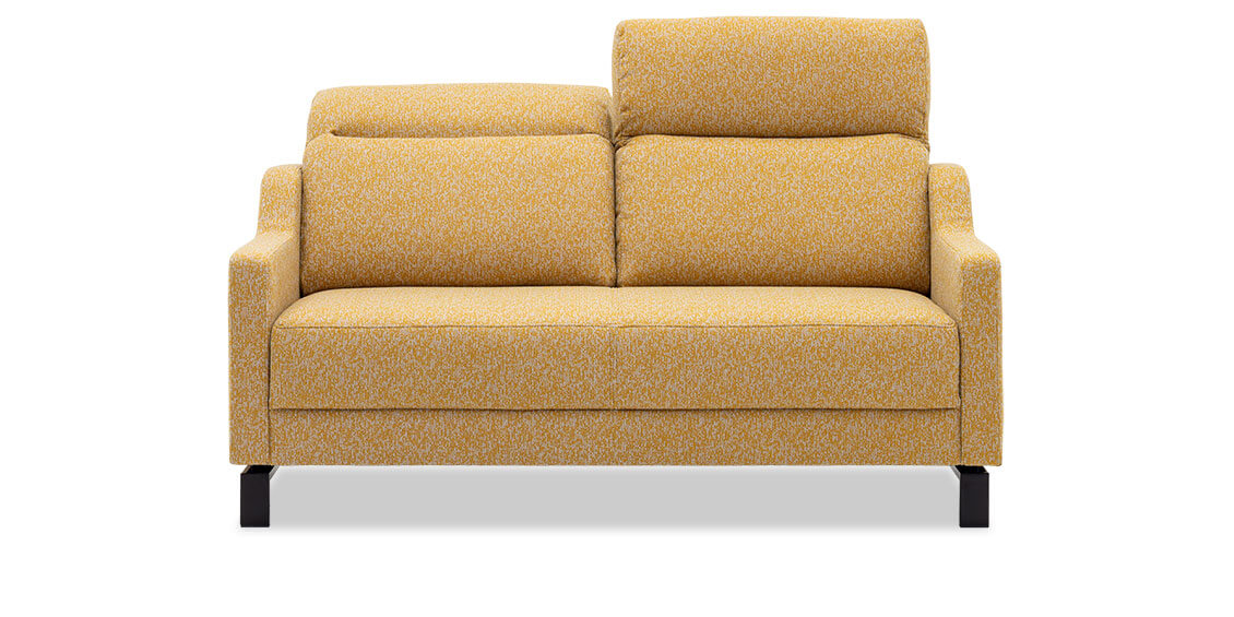 EVIA - 2 Platz Sofa mit Kopfteilverstellung in Stoff Höpke Paradiso Fares gelb meliert
