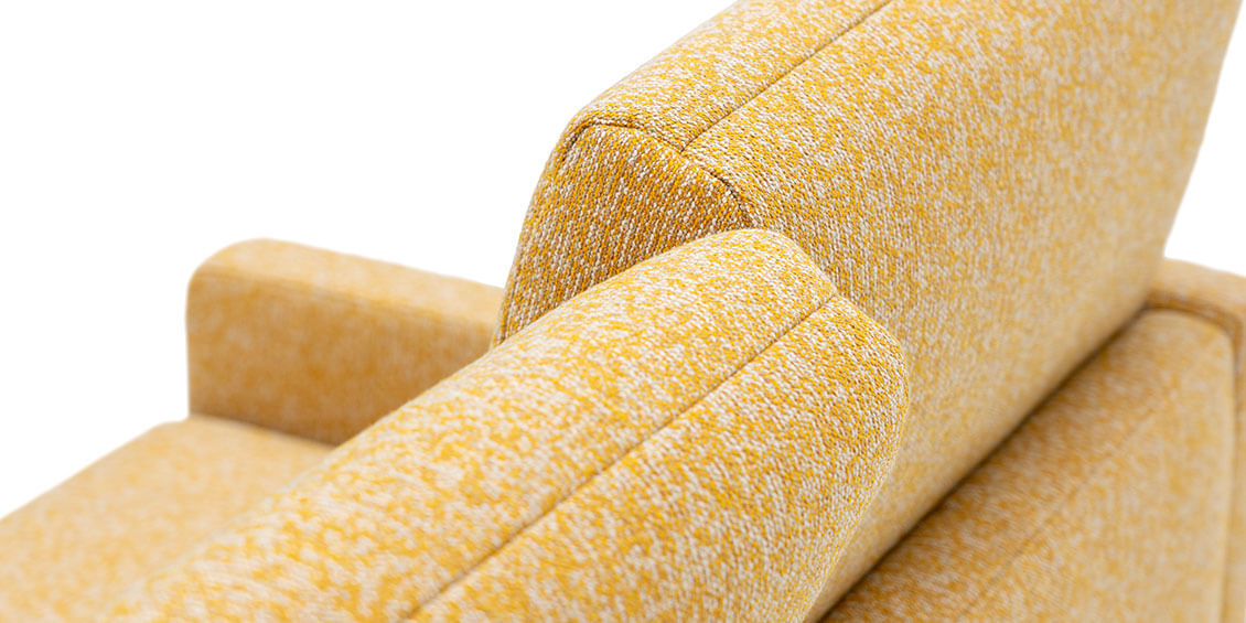 EVIA - Detailbild der einzeln vertsellbaren Kopfteile in Stoff Höpke Paradiso Fares gelb meliert