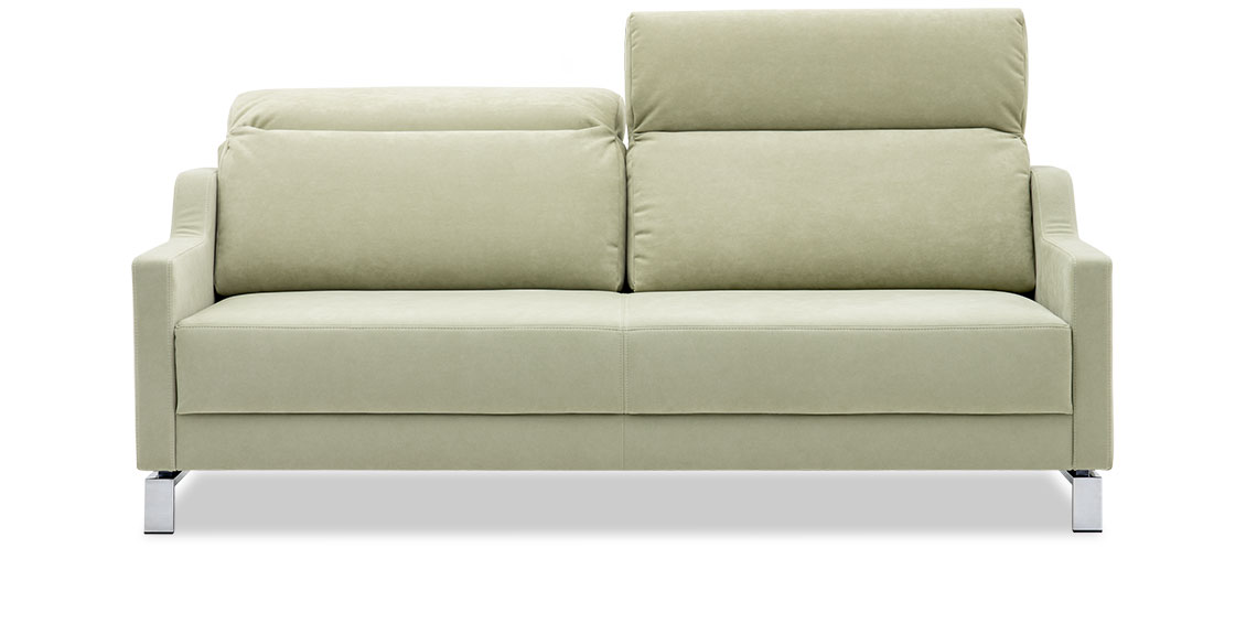 EVIA - 2,5 Platz Sofa mit Versetllfunktion in Stoff Alcantara almond