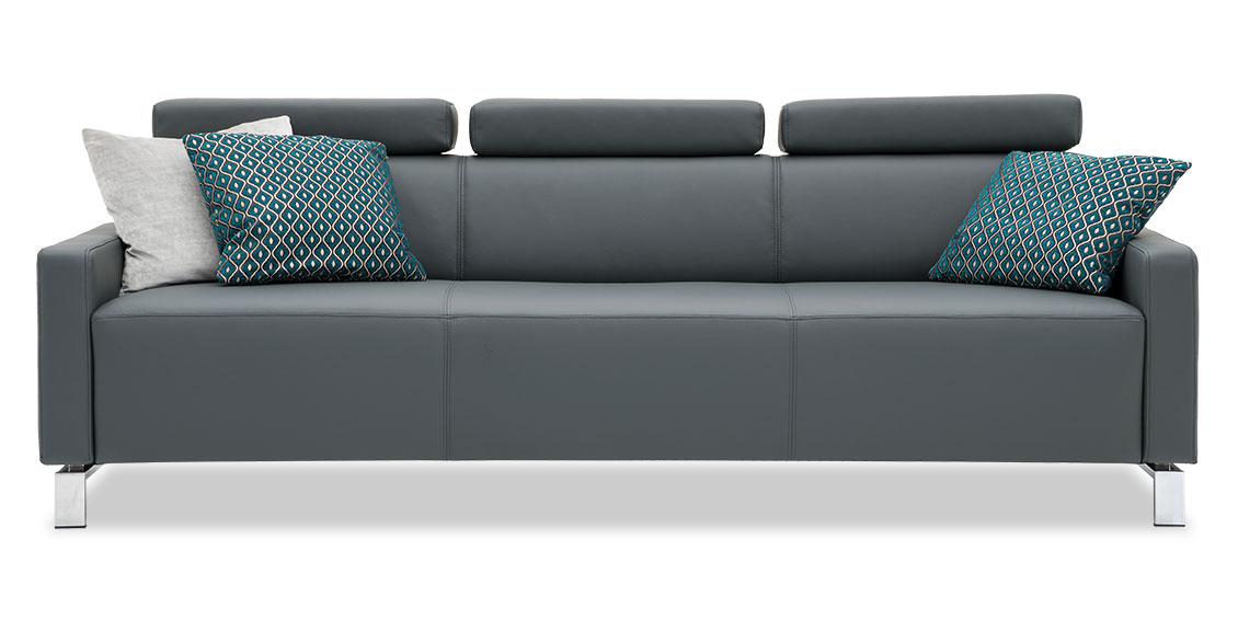 FINESSE - 3 Platz Sofa mit Schulterstützen in Leder Napoli anthrazit