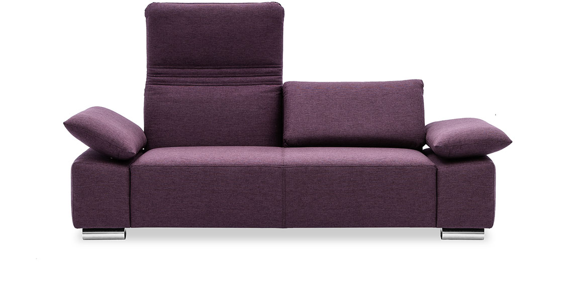 FONTANA II - 2 Platz Sofa mit klappbaren Rücken und Armlehnen in Stoff lila