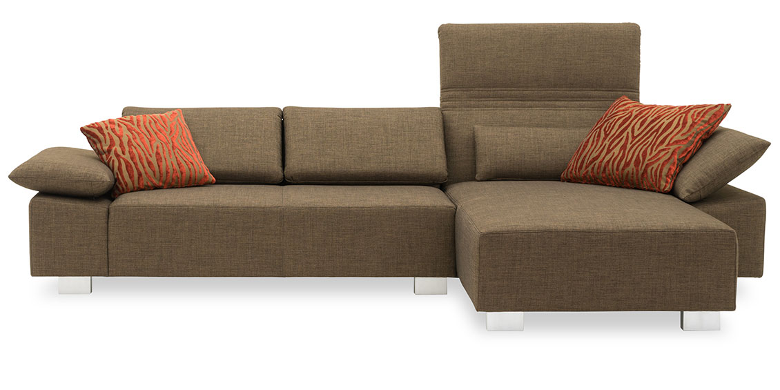 FONTANA - 2 Platz Sofa mit Longchair im Stoff Amalfi erdbraun