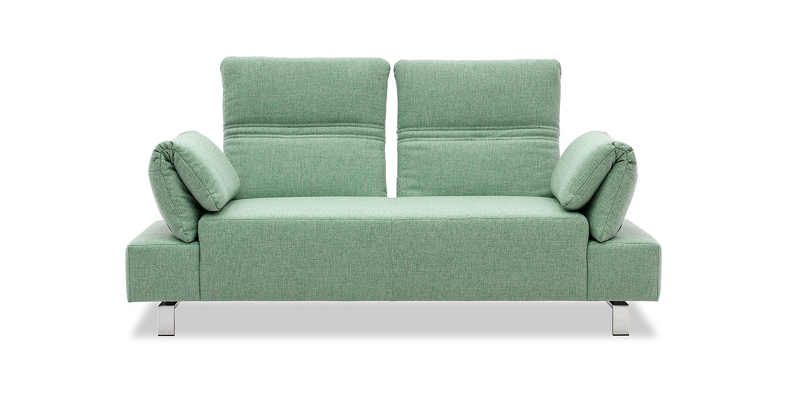 FUGO - 2 Platz Sofa mit Relax-Armlehne in Stoff hellgrün-meliert