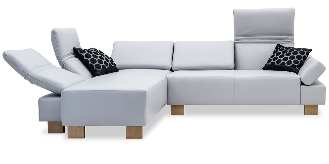 FUTURA mit Armlehne FUGO - 2 Platz Sofa mit Longchair in leder Prescott Wisteria