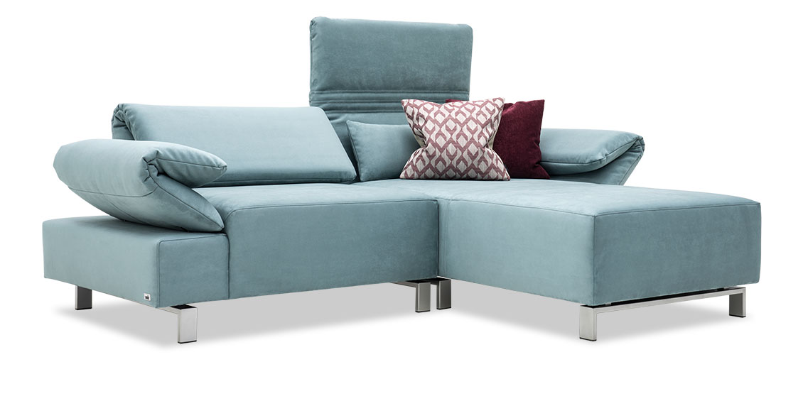 FUTURA mit Armlehne FUGO - Ecksofa in Mikrofaserstoff S&V Saviba graublau
