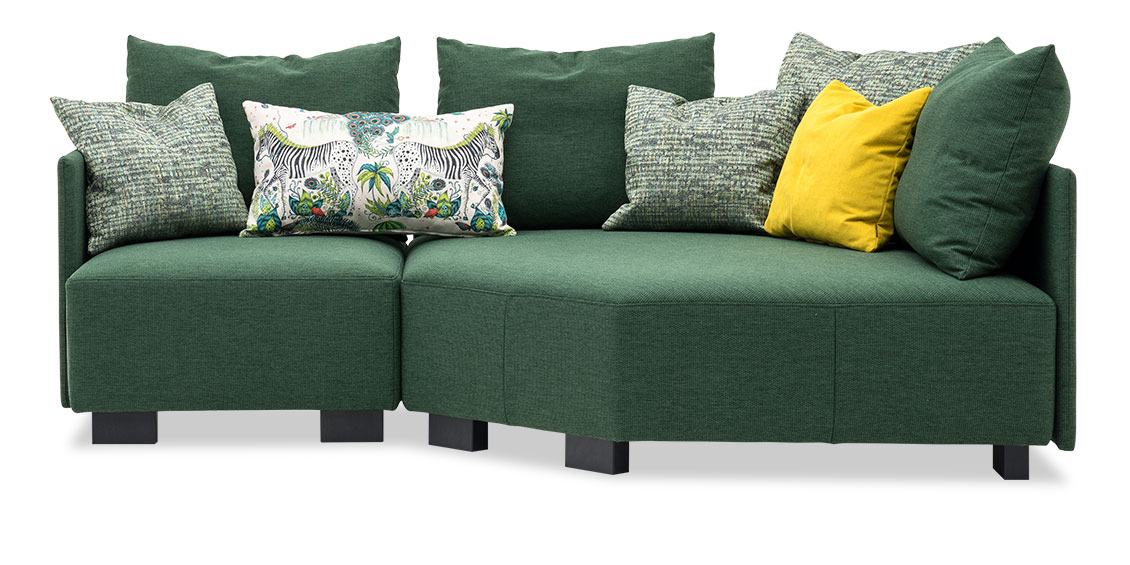 HEXAGON - 1-Platz mit Ecksofa in Stoff Fine Prima 033 grün