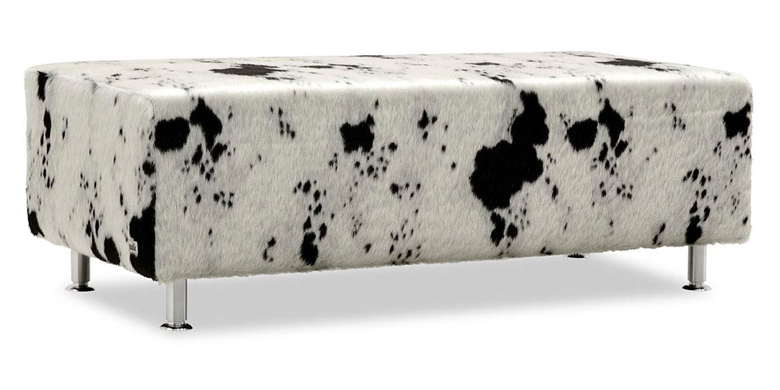 HOCKERBANK klein in Kuhfell weiß-schwarz