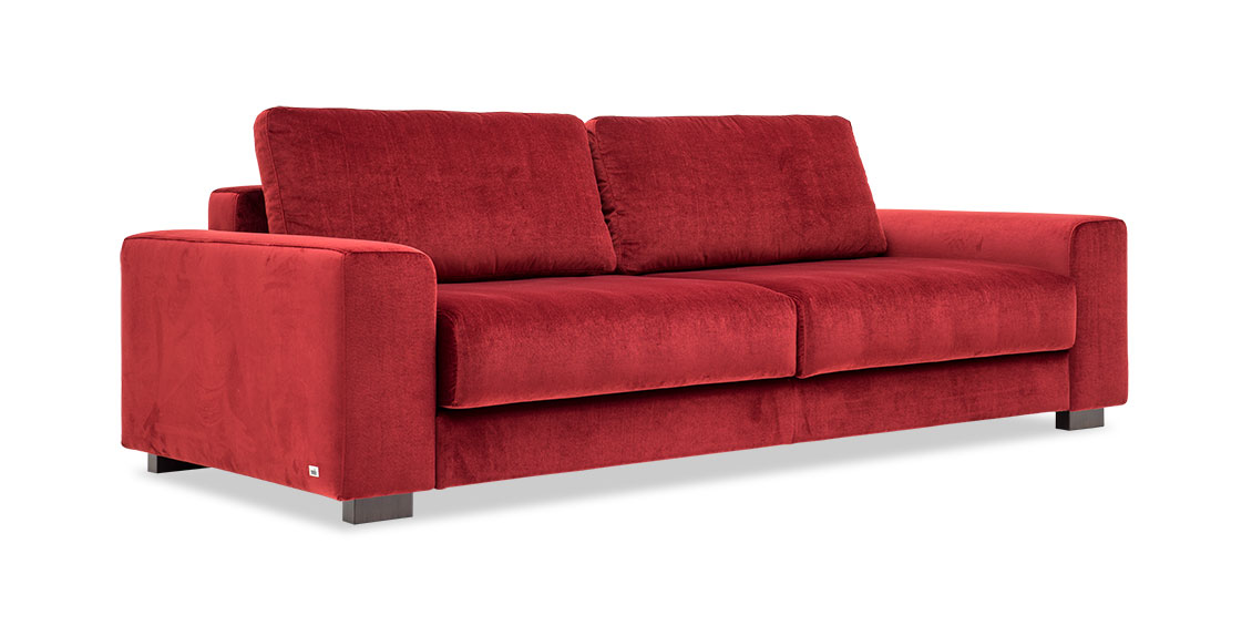 HOME - Bigsofa mit losen Kissen in Samtstoff S&V Velours rot