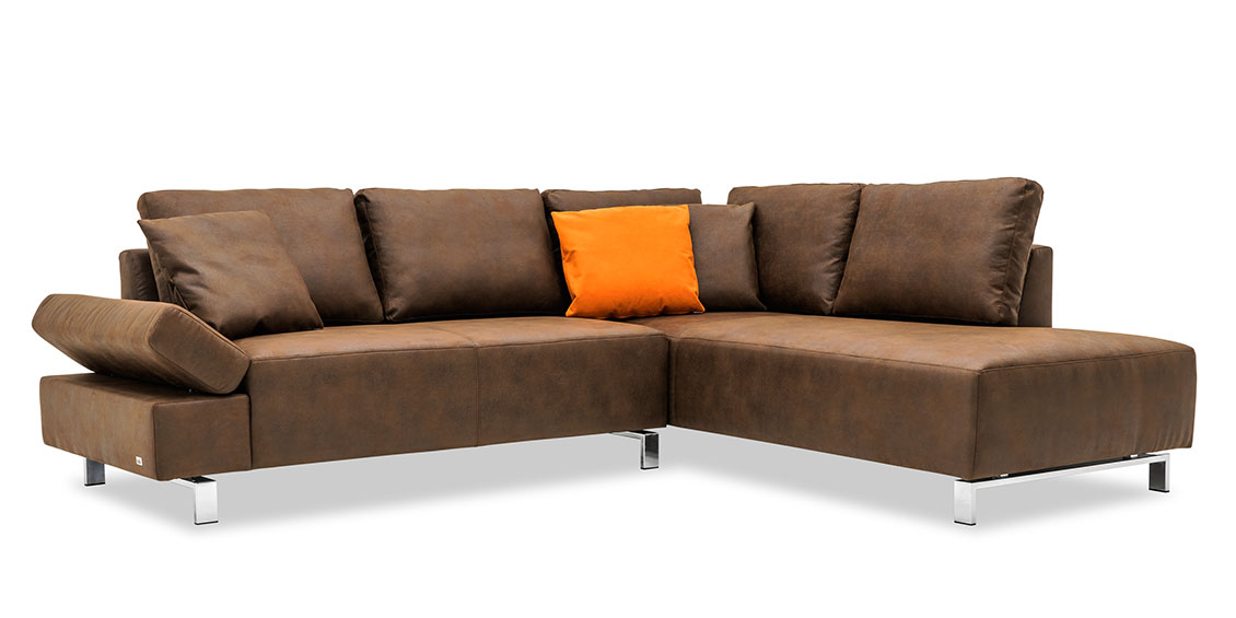 INDIGO - 2 Platz Korpus mit Anbausofa im Stoff Sonnhaus Dallas mocca