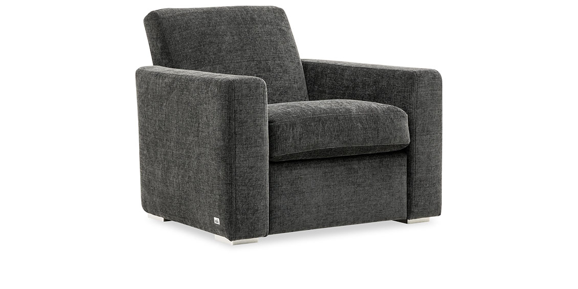 KING CARL III - Loungesessel im Stoff Chivasso Chameleon anthrazit