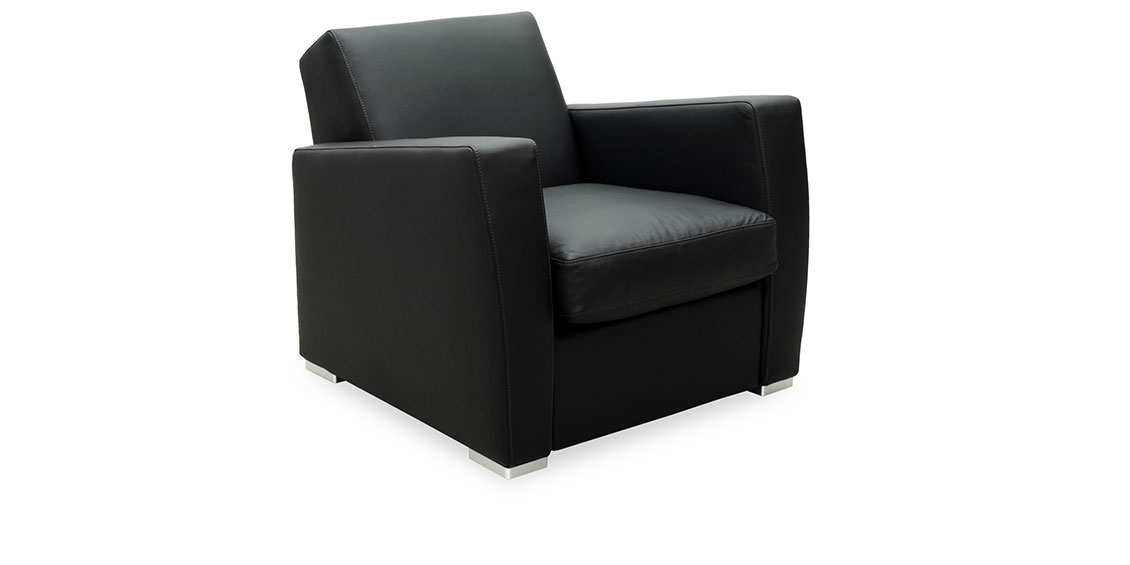 KING CARL II - Loungesessel in schwarzem Leder
