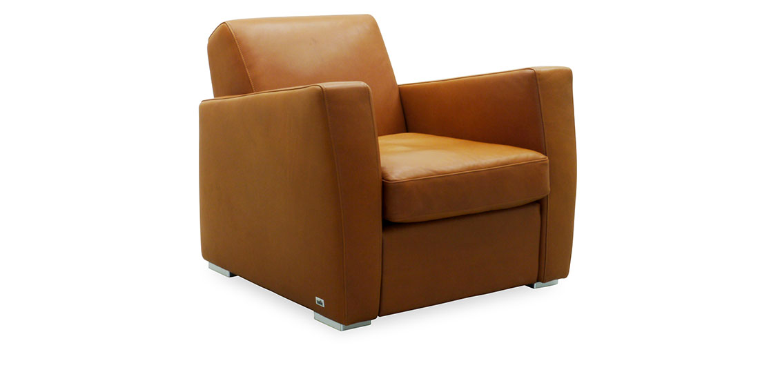 KING CARL II - Loungesessel in Leder Silver cognac